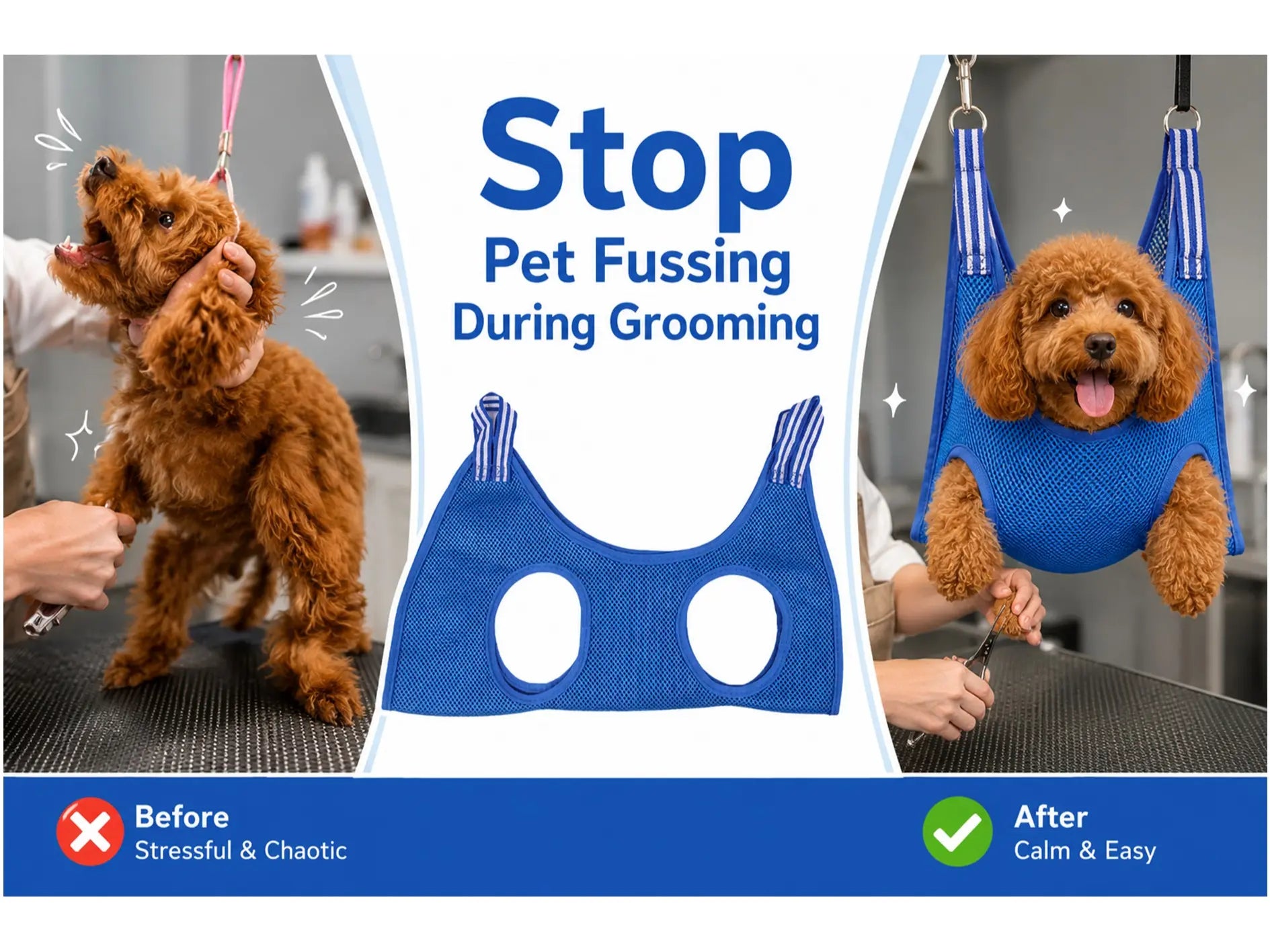 Dog Grooming Hammock Restraint Bag for Cats Small Medium Dogs, Upgraded Breathable Mesh Dog Sling Holder for Grooming, Nail Clipping, Trimming, Ear/Eye Care（Without a Fixed Base）#Petlovers