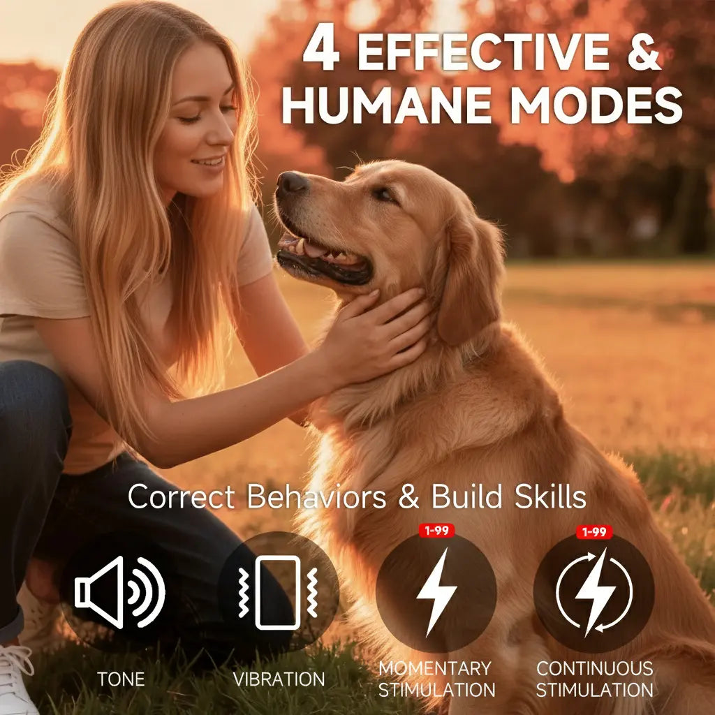SOONCEJA Shock Collar - 5280FT Dog Training Collar with Remote, 2-Mode Stimulation, Constant Vibration, Tone, Night Light, Waterproof Rechargeble E Collar for Medium Large Dogs with Pocket Clip