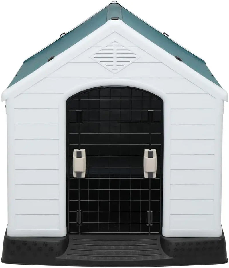 Plastic Dog House, Pet Dog Kennel Water Resistant for Small Medium Sized Dogs with Door, Indoor & Outdoor Use (28" H)